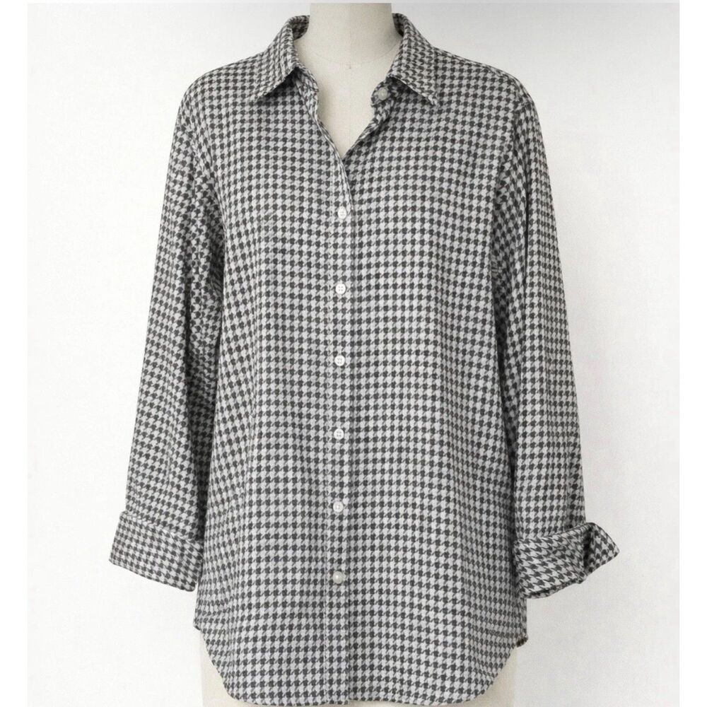 Chico’s No-Iron Coolmax All-Seasons Stretch Shirt Women’s 3 (16) Black White